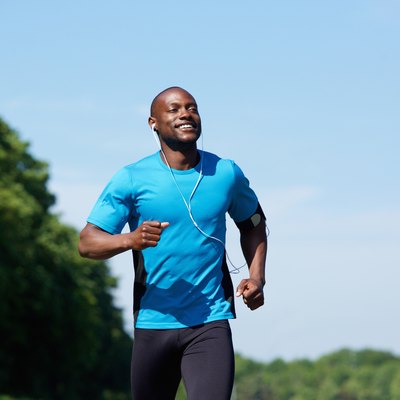 Active african american man running