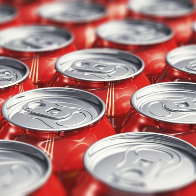 Macro view of drink cans