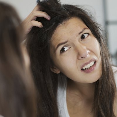 Woman having a bad hair day
