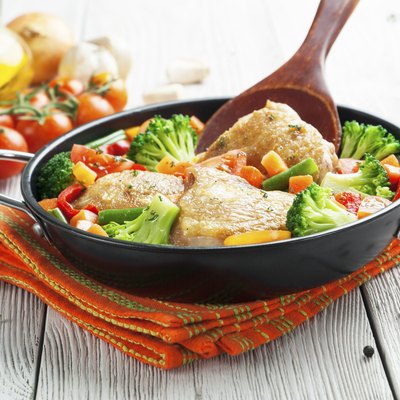 Roasted chicken thighs with vegetables
