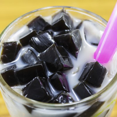 grass jelly in glass