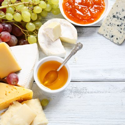Gourmet cheeses with honey