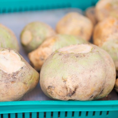 close up of swede or turnip at street market
