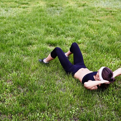 Situps on grass