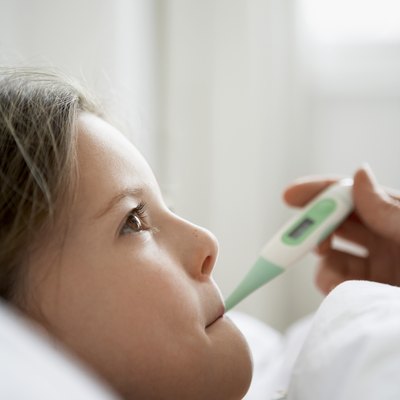 Girl With Thermometer In Mouth