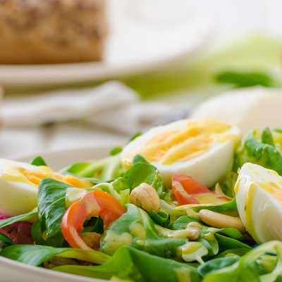 Lamb's lettuce salad with eggs and nuts