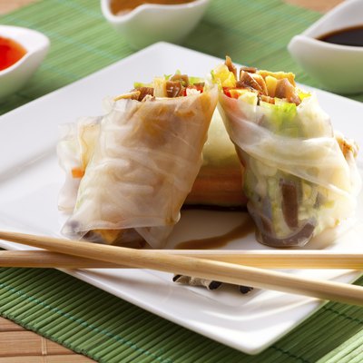 Portion of spring rolls on plate