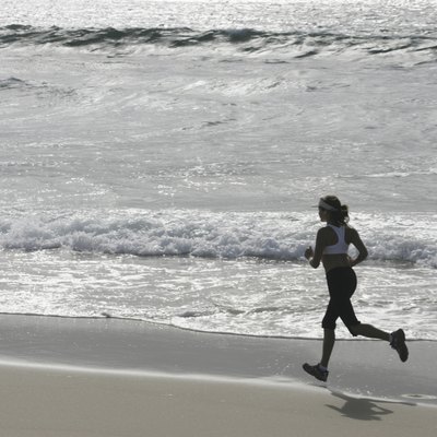 Woman running on beach