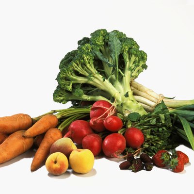 Various fruits and vegetables on counter
