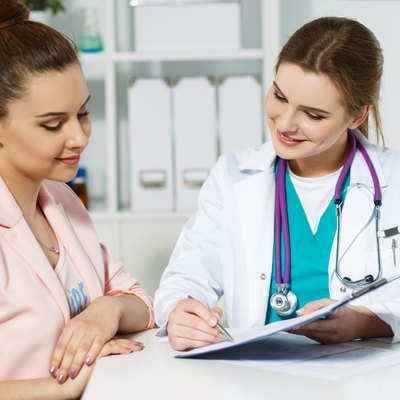 Signing treatment bill or insurance policy concept