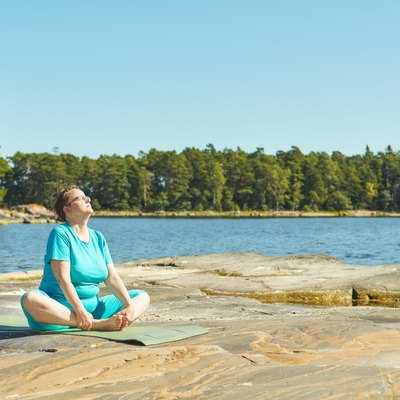 Real-life fitness training, mature woman