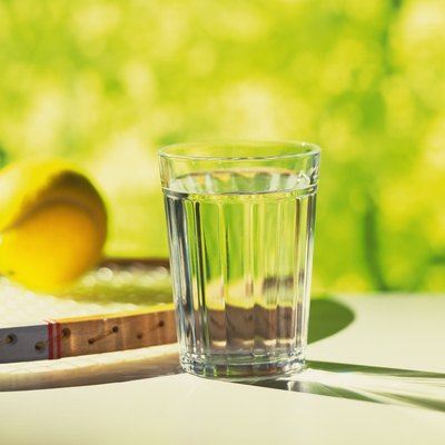 Tennis Ball and Glass, Side View, Close Up, Differential Focus