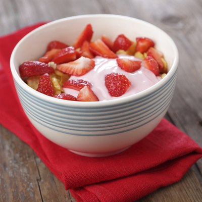 Muesli with strawberry yogurt