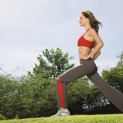 Woman stretching outdoors