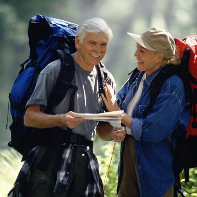 Couple backpacking
