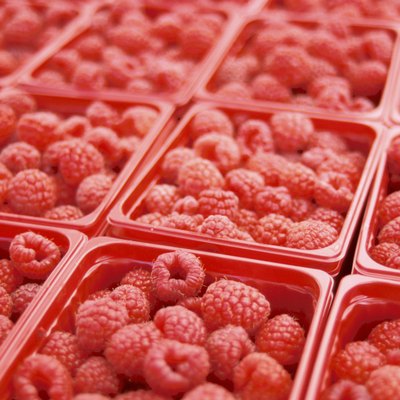 Containers of raspberries
