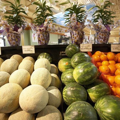 Close-up of fruits and vegetables in a market stall