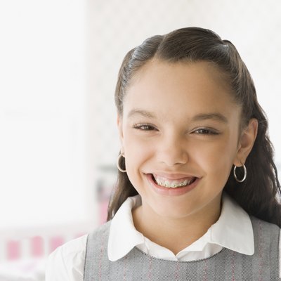 Hispanic girl with orthodontic braces