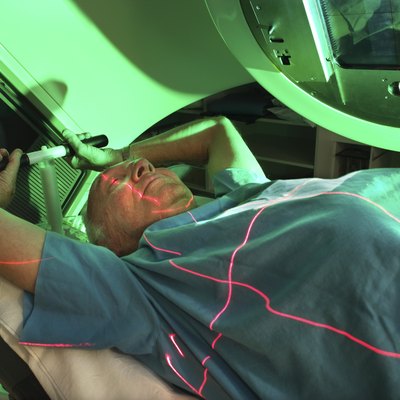 Elderly patient being scanned