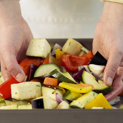 Mixing vegetables, close up