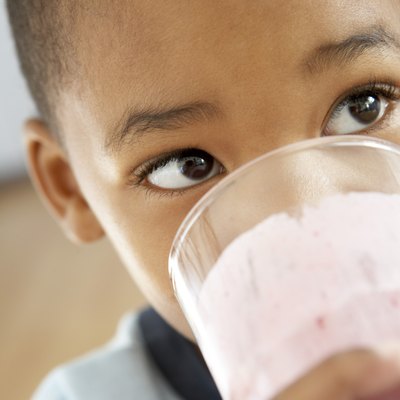 Boy drinking milkshake