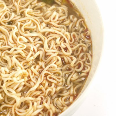Instant noodles on white background