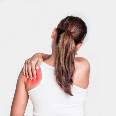 Asian woman with shoulder pain