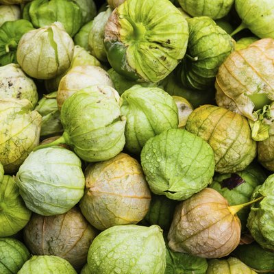 Tomatillos on display at market