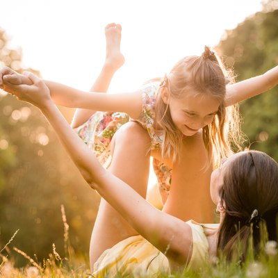 Mother and child playing