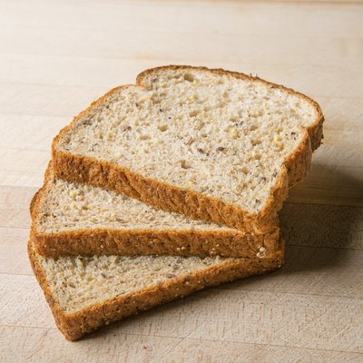 Three slices of wheat bread
