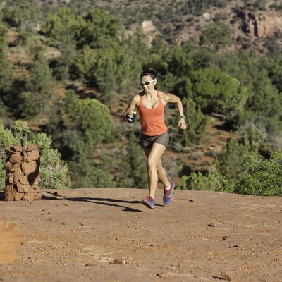 Woman Trail Running Uphills