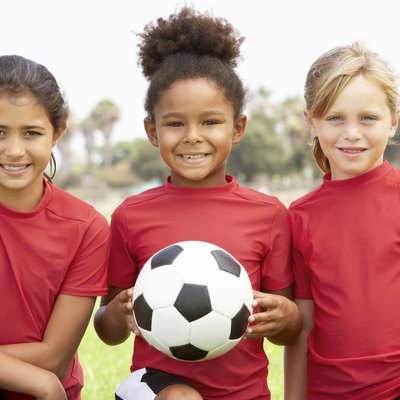 Young Girls In Football Team