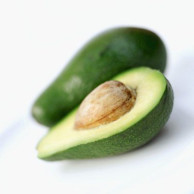 close-up of a sliced avocado on a plate