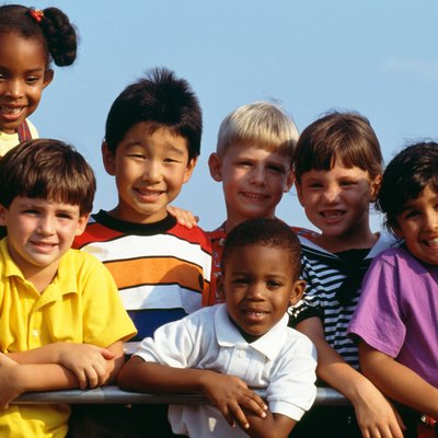 Children posing outdoors