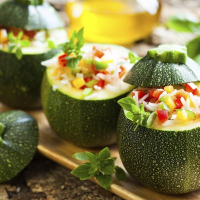 Zucchini stuffed with vegetables