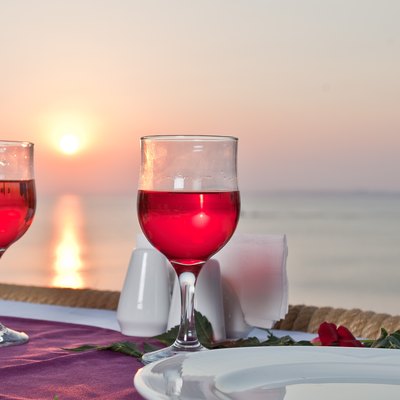 Red Wine glass with sunset.