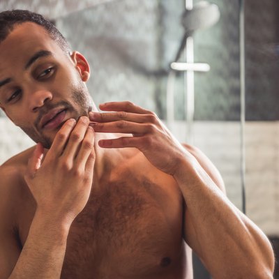 Afro American man in bathroom