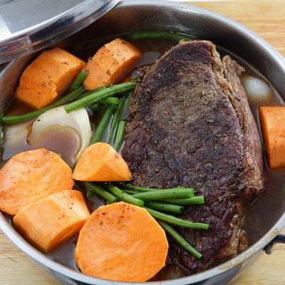 Pot roast with sweet potato
