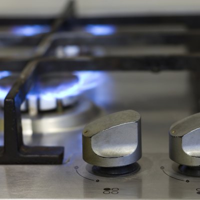 Gas stove with flame