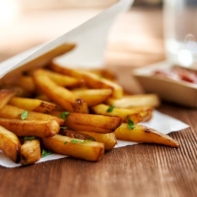 french fries and ketchup