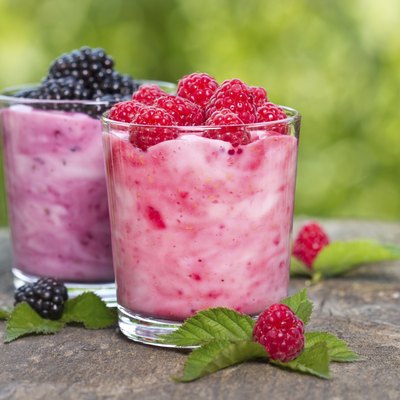 Fruit yogurt in the glass