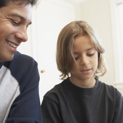 Father and son talking