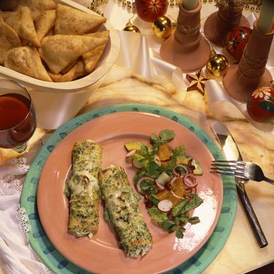Herb enchiladas with watercress salad