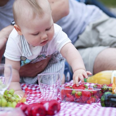 Adorable little boy on his first picnic