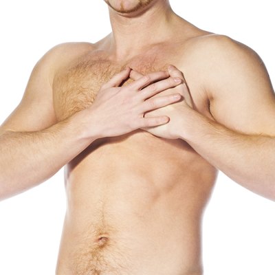 naked man having a heart attack