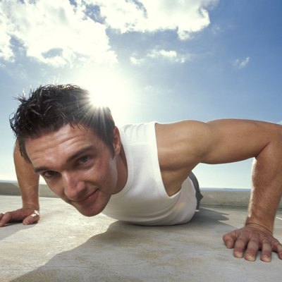 Man doing push-up outdoors
