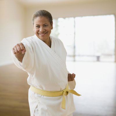 Hispanic woman practicing martial arts