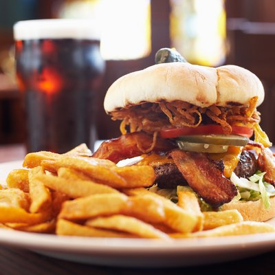 Hamburger and french fries