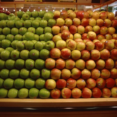 Variety of apples in grocery store