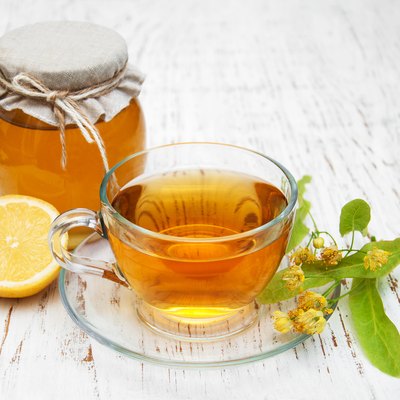 cup of herbal tea with linden flowers